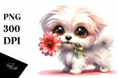 Watercolor Maltese Caricature Smiling Product Image 1