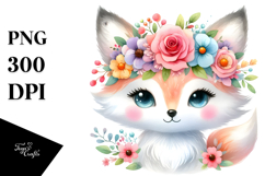 cute Fox Pastel Flower | Clipart Product Image 1