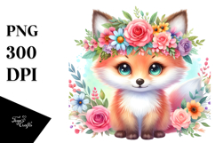 cute Fox Pastel Flower | Clipart Product Image 1