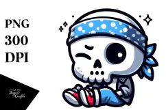 Ridiculously Cute Cartoon Skull PNG Product Image 1