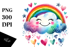 Colorful Paintbrush-style Heart with Cloud PNG Product Image 1