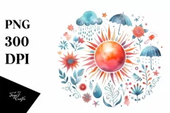 Colorful Simple Watercolor Sun | Sublimation | Clipart Product Image 3