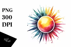 Colorful Simple Watercolor Sun | Sublimation | Clipart Product Image 1