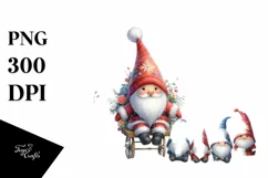 Cute Santa with Gnomes, High-Res PNG Product Image 1