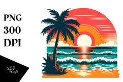 Retro Tropical Beach Sunset 20 oz Tumbler PNG Product Image 1
