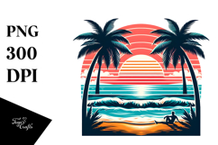 Retro Tropical Beach Sunset 20 oz Tumbler PNG Product Image 1