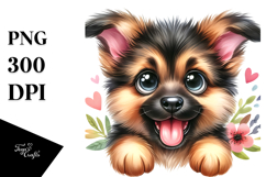Creative Baby Cartoon German Shepherd PNG Product Image 1