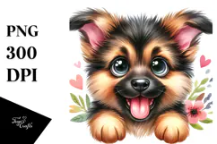 Creative Baby Cartoon German Shepherd PNG Product Image 1