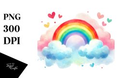 Simple Washed Watercolor Clouds with Rainbow Product Image 1