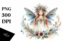 Detailed Boho Fairy Watercolor Clipart Product Image 3