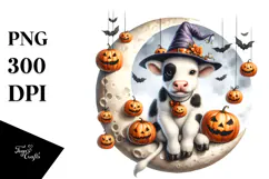 Funny Cow with Halloween Costume PNG Product Image 1