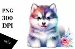 Colorful Siberian Husky Watercolor Product Image 3