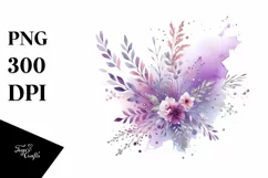 Colorful Purple Watercolor Background with Silver Foil Product Image 3