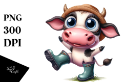 Excited Rain Boots Cow | Summer Sticker Product Image 1
