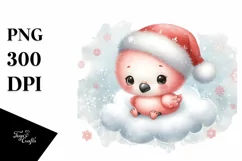 Cute Baby Macaw with Santa Hat PNG Product Image 1