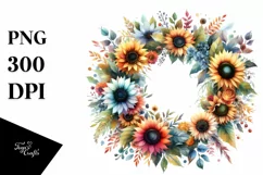 Colorfull Sunflower Wreath Abstract Clipart Product Image 1