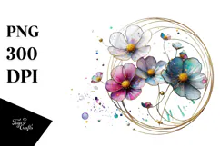 Cosmos with Watercolor Splash PNG Product Image 1