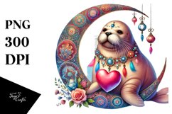 Adorned Walrus on Half Moon, PNG Product Image 1