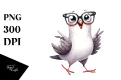 Funny Watercolor Dove es | Sublimation Clipart Product Image 1