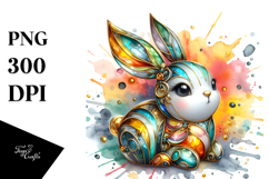 Colorful Bunny Made of with Golden Insertions, PNG Product Image 1