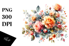 Small Orange Roses Watercolor PNG Product Image 1