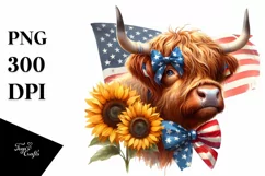 Highland Cow Portrait Wearing Bow | Clipart Product Image 3