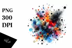 Colorful Black Watercolor Particles | Sublimation | Clipart Product Image 1