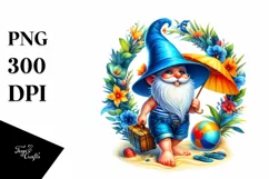 Summer Gnome with Azzure Accents on Beach | Sublimation | Product Image 3