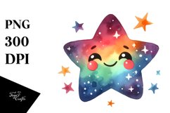 Very Simple Colorful Smiling Star PNG Product Image 1