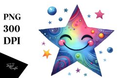 Very Simple Colorful Smiling Star PNG Product Image 1