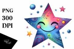 Very Simple Colorful Smiling Star PNG Product Image 1