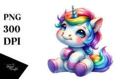 Cute Baby Unicorn Drawing, Vivid PNG Product Image 1