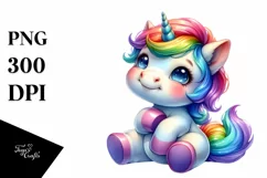 cute Baby Unicorn Sitting Funny PNG Product Image 3