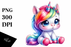 cute Baby Unicorn Sitting Funny PNG Product Image 1