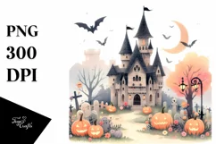 Cute Castle Haloween Image, Transparent PNG Product Image 1