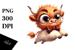 Watercolor Cow with Party Hat, High-Res PNG Product Image 1