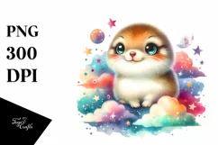 Cute Baby Lemming with Stars and Clouds | Sublimation | Product Image 1