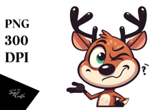 Goofy Cartoon Deer with Winking Eye PNG Product Image 1