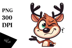 Goofy Cartoon Deer with Winking Eye PNG Product Image 1