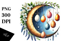 Cloud with Half Moon and Eggs PNG Product Image 1