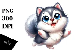 Happy Cartoon Siberian Husky PNG Product Image 1