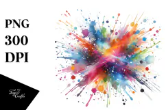 Colorful Brushstroke Splatter Watercolor PNG Product Image 1