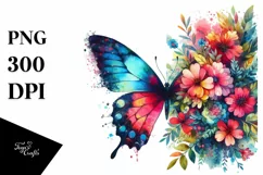 Vibrant Watercolor Butterfly Clipart Product Image 1
