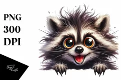 Funny Watercolor Raccoon Sticker Product Image 1