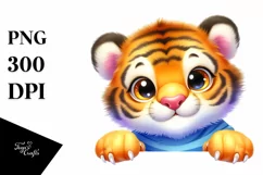 Colorful Baby Tiger Smiling Watercolor | Sublimation | Product Image 1