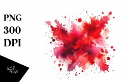 Colorful Redish Watercolor Splash | Sublimation | Clipart Product Image 1