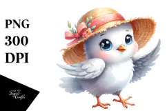 Excited Baby Dove Sun Hat Clipart Product Image 1