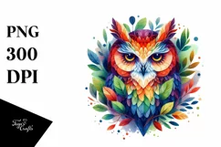 Abstract Vibrant Owl PNG Product Image 1