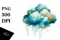 Colorful Cyan Cloud with Small Golden Foil | Sublimation | Product Image 1