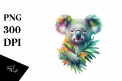 Abstract Vibrant Watercolor Koala, Transparent PNG Product Image 1
